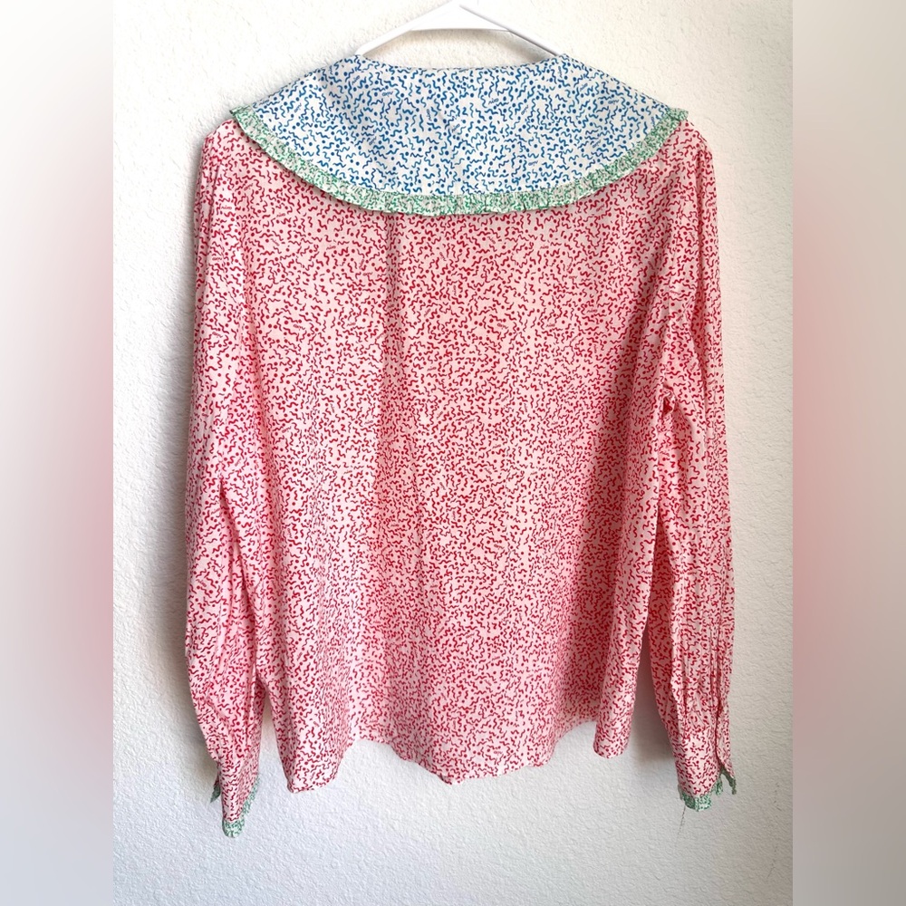 Rixo Misha Squiggle Blouse Frilled Peter Pan Collar Medium US 8 EUC - Picture 10 of 15